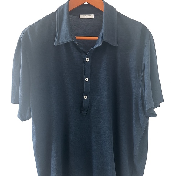 Boglioli Milano Navy Linen Polo Shirt – Made in Italy, Size Medium - Picture 1 of 3